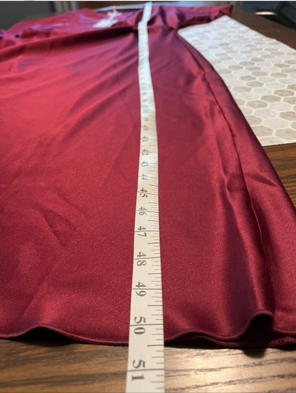 Saiph Satin Twist-Waist Midi Dress in Deep Burgundy Sz 1X But Fits Like L-XL - Picture 7 of 8